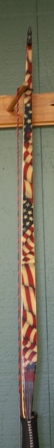 Paduk/grey laminated maple riser with flag print/bamboo core limbs